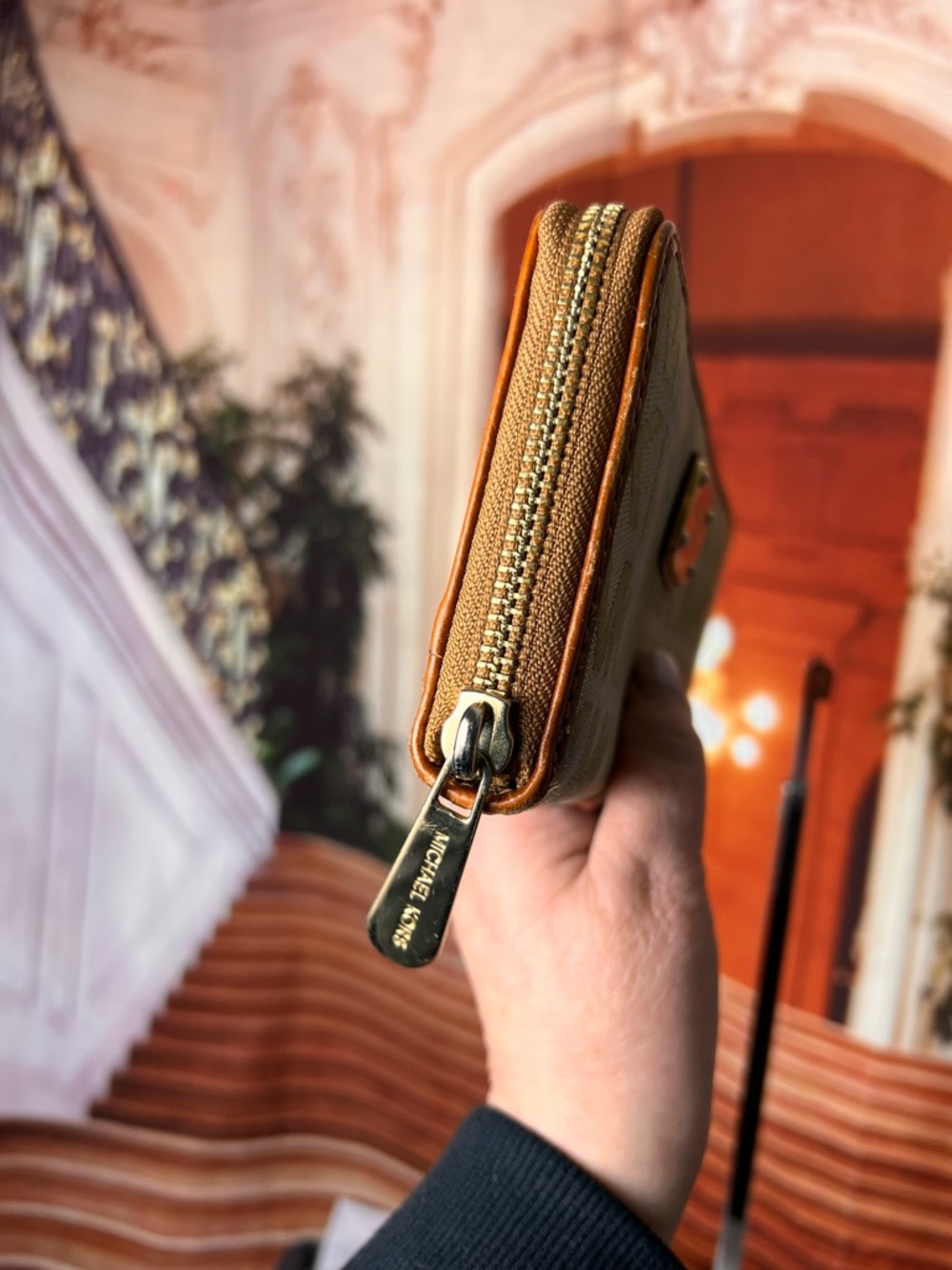 Michael Kors Jet Set Monogram Continental Long Zippy Wallet canvas leather trim - Picture 6 of 17